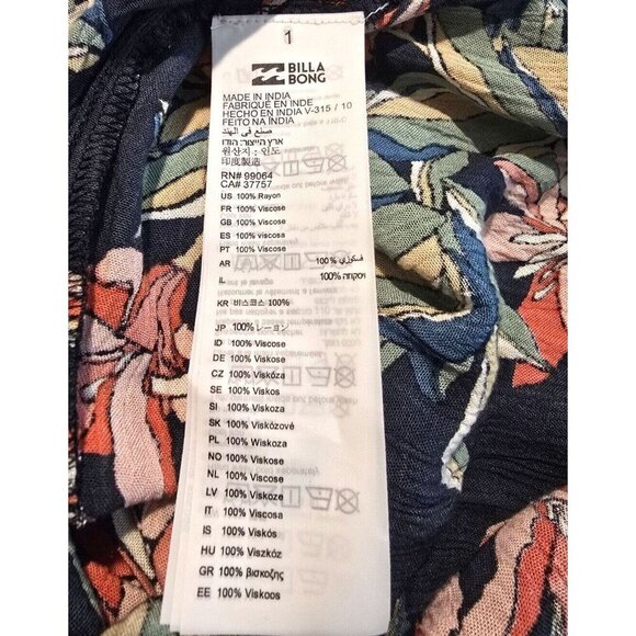 Billabong Mini Sundress XS Floral Coastal Pockets Boho Tropical Bloomcore Flowy - Picture 12 of 16